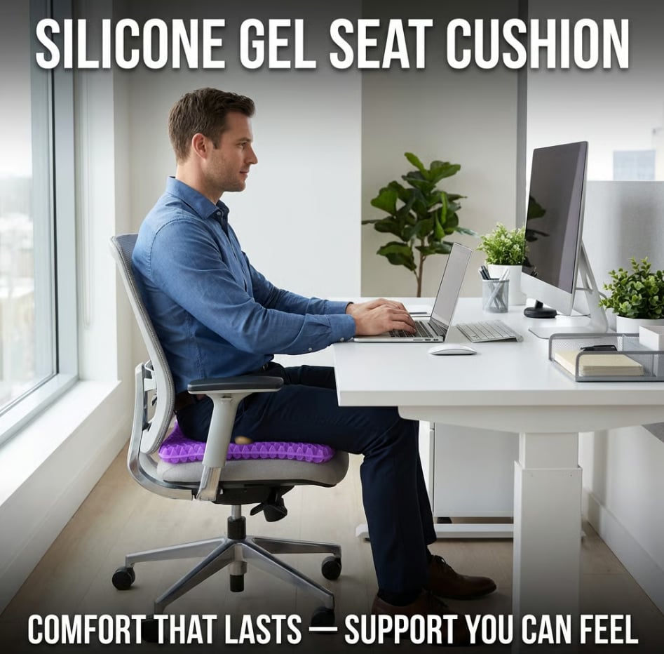 💺 Silicone Gel Seat Cushion for Prolonged Sitting