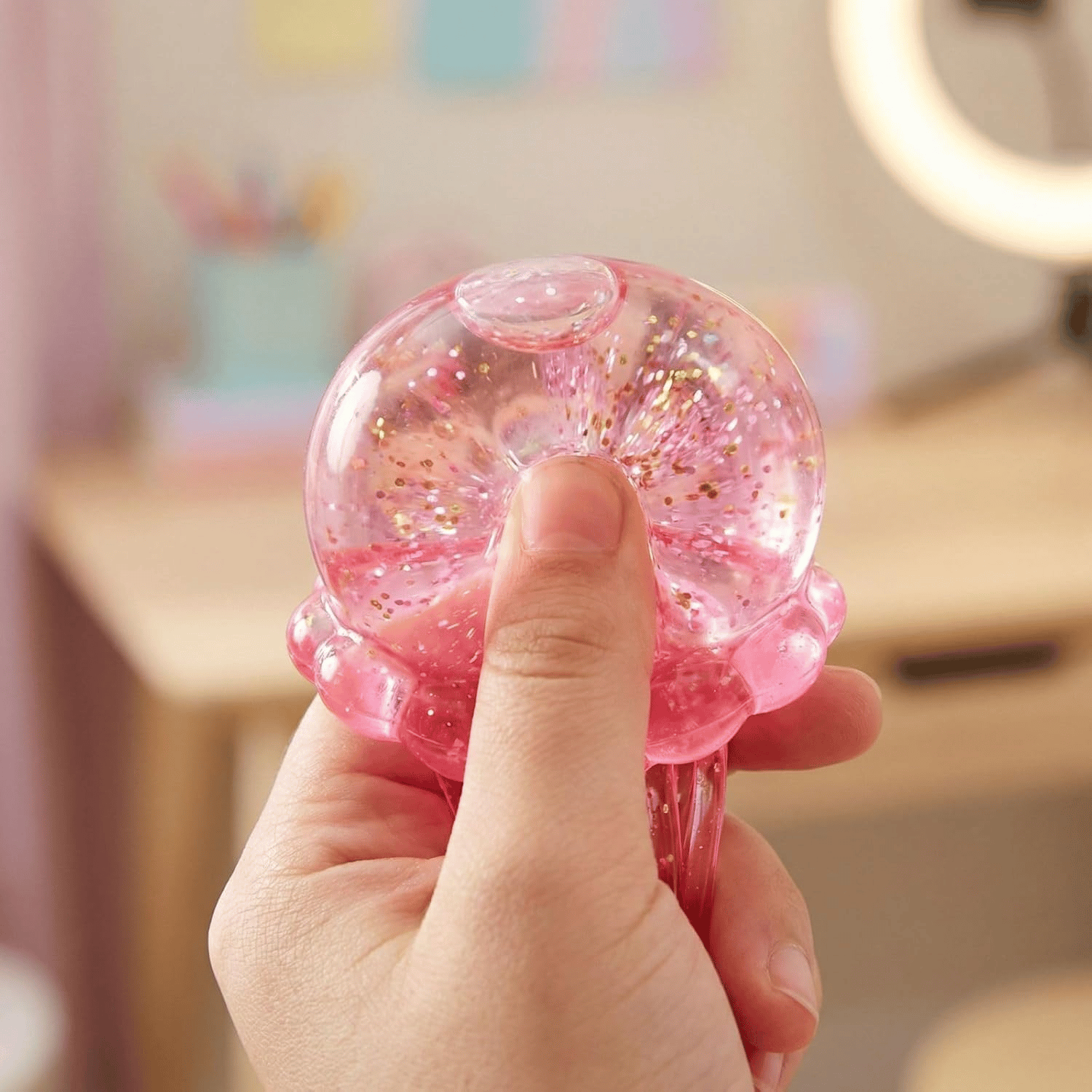 ✨ Cute Glitter Jellyfish Squishy, Easter Basket Stuffer for Kids