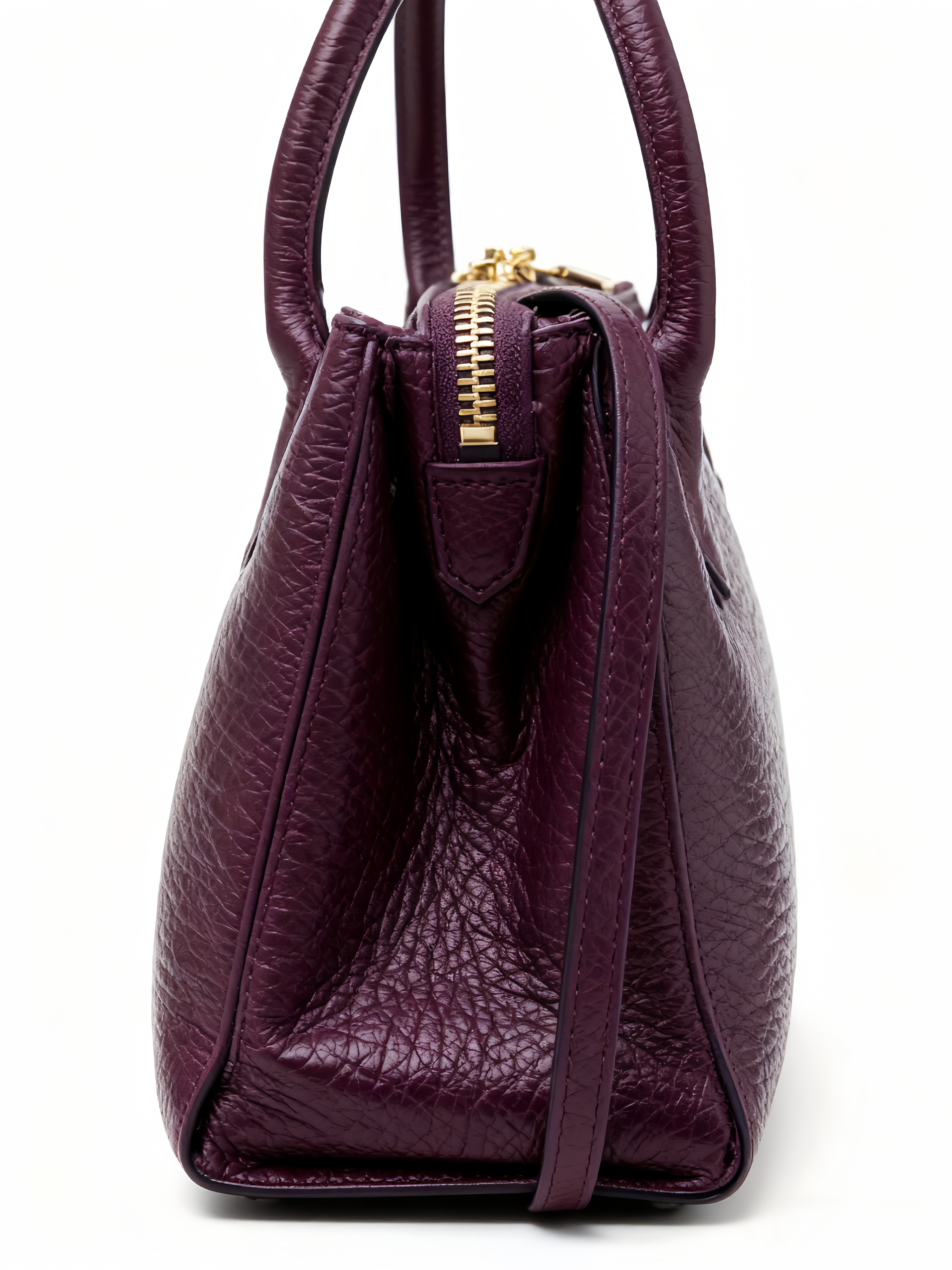 Purselovers Matte Purple Lychee Pattern Gold Label Handbag