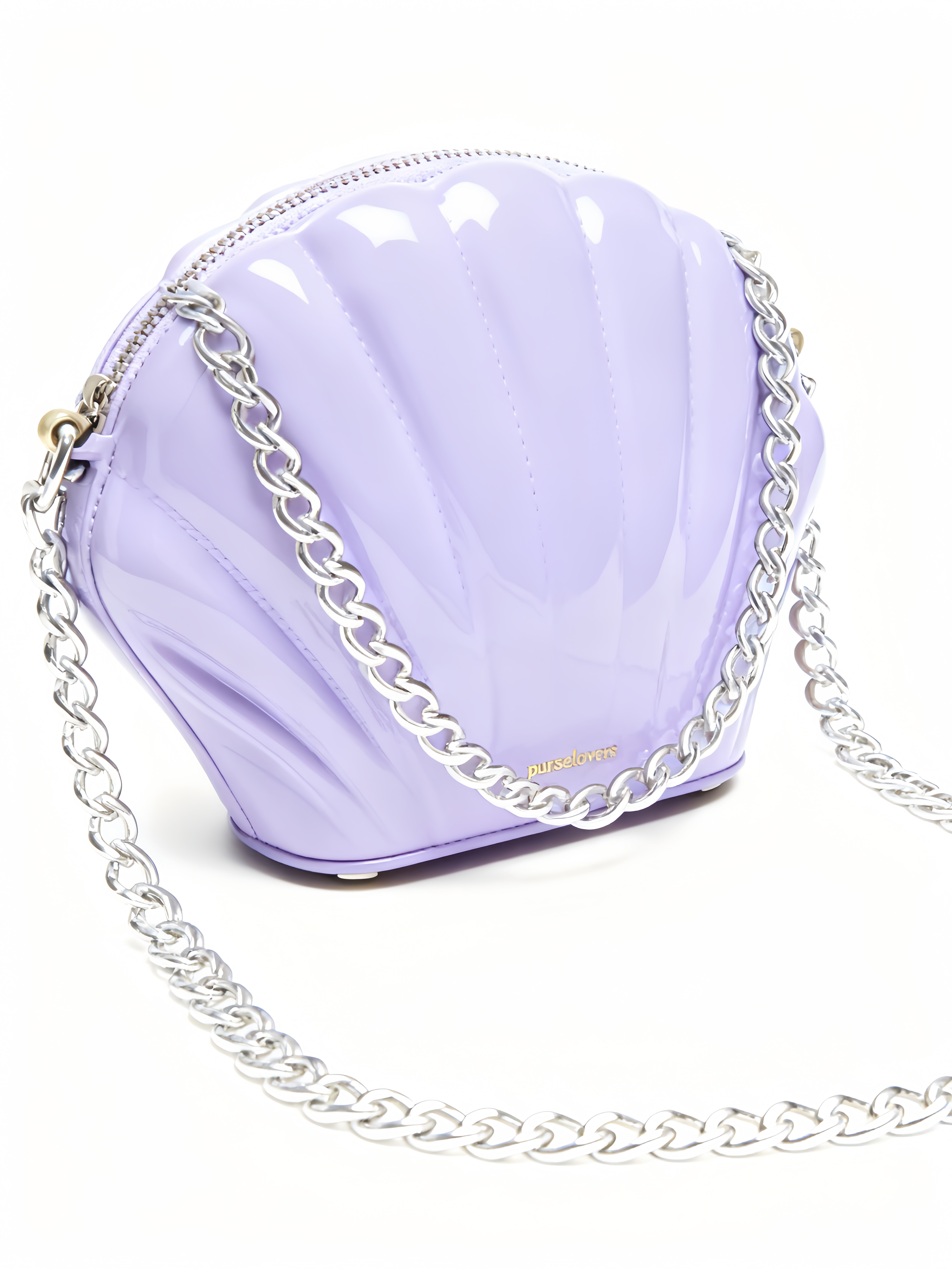 Purselovers Taro Purple Shell-shaped Crossbody Bag with Gold Logo