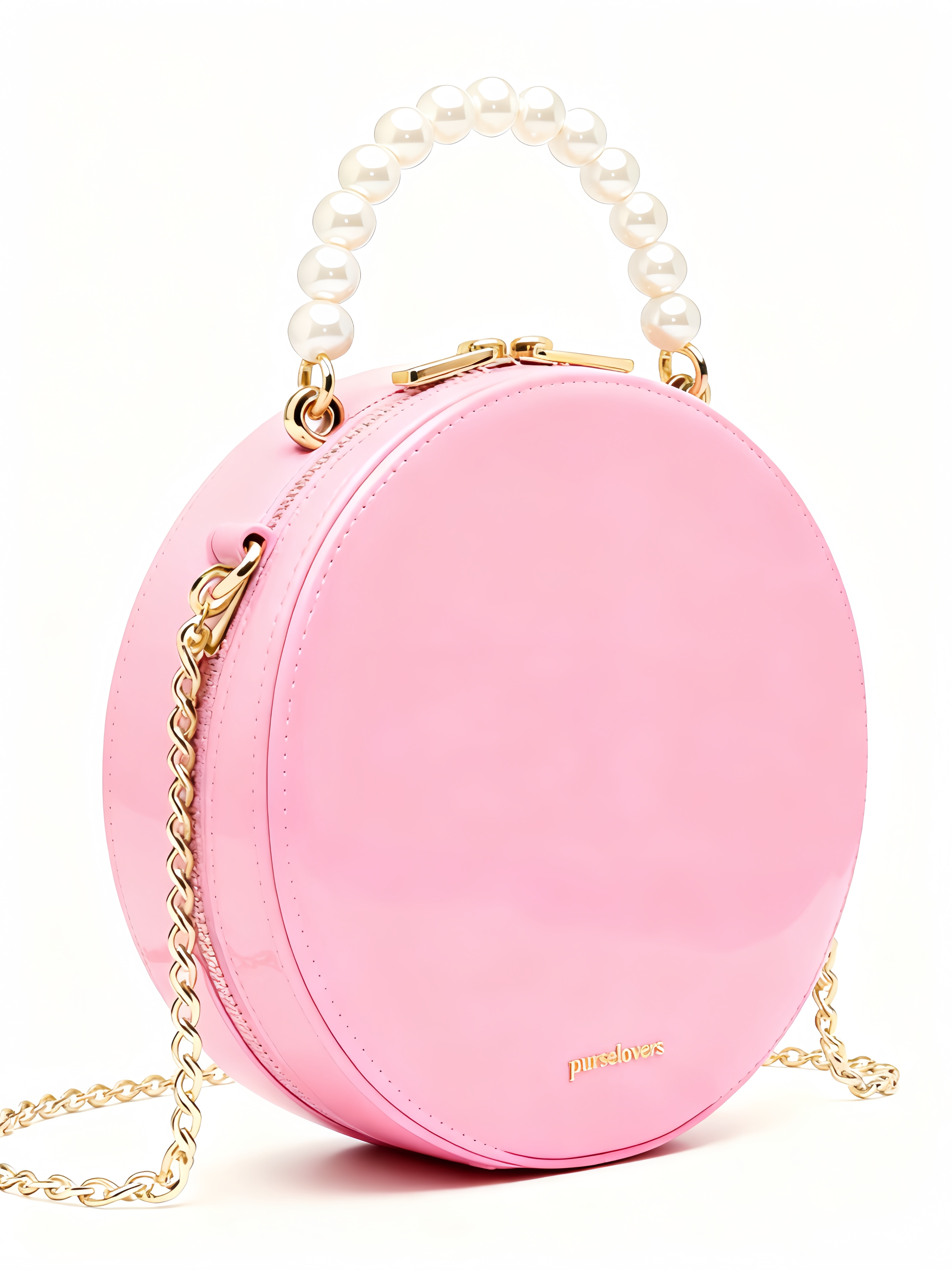 Purselovers Cherry Blossom Pink Pearl Round Cake Gold Label Handbag