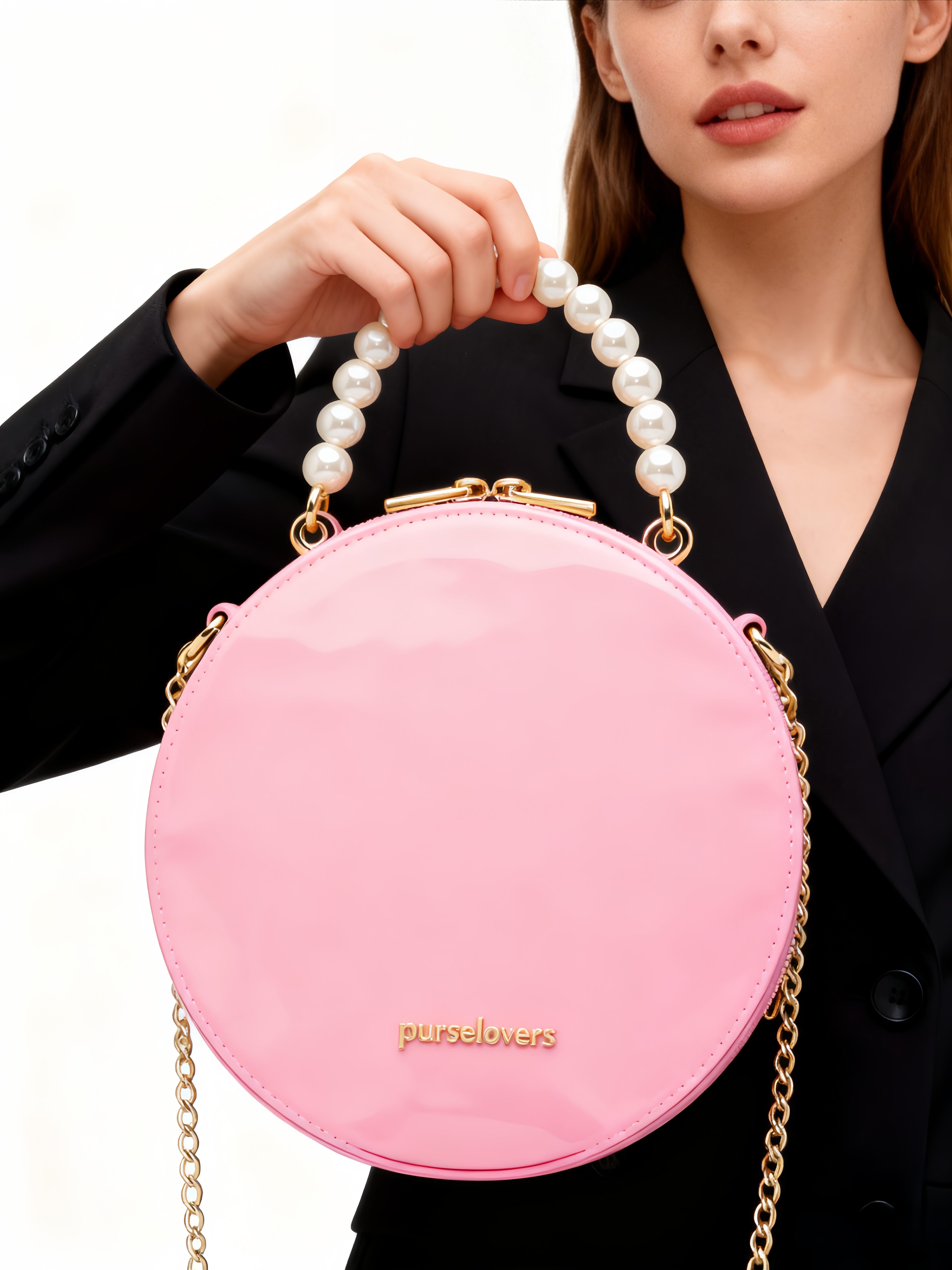Purselovers Cherry Blossom Pink Pearl Round Cake Gold Label Handbag