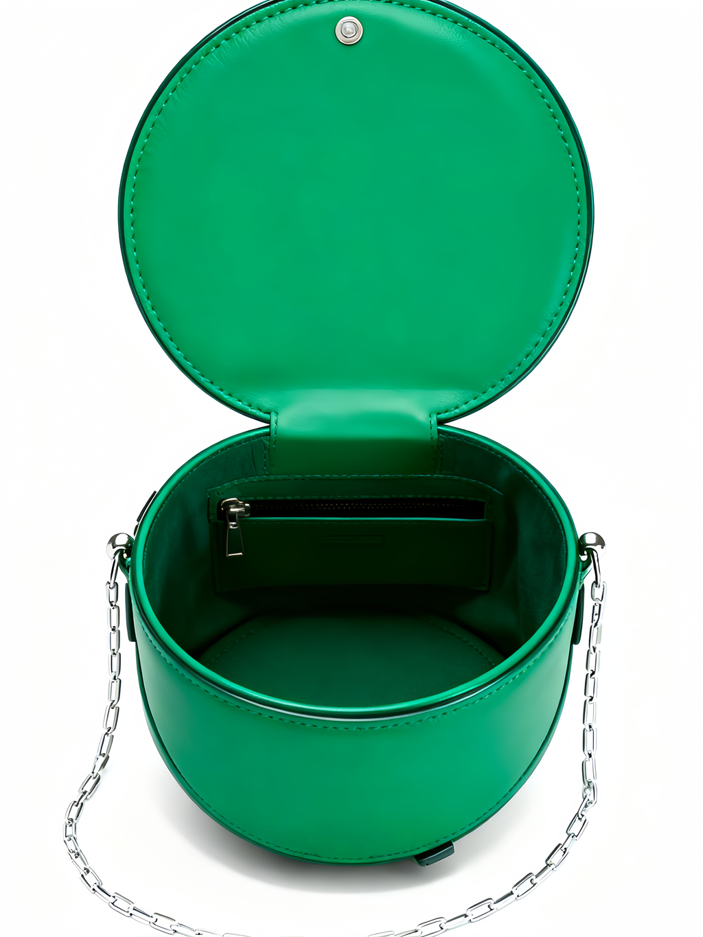 Purselovers Dark Green Minimalist Round Crossbody Bag with Gold Label