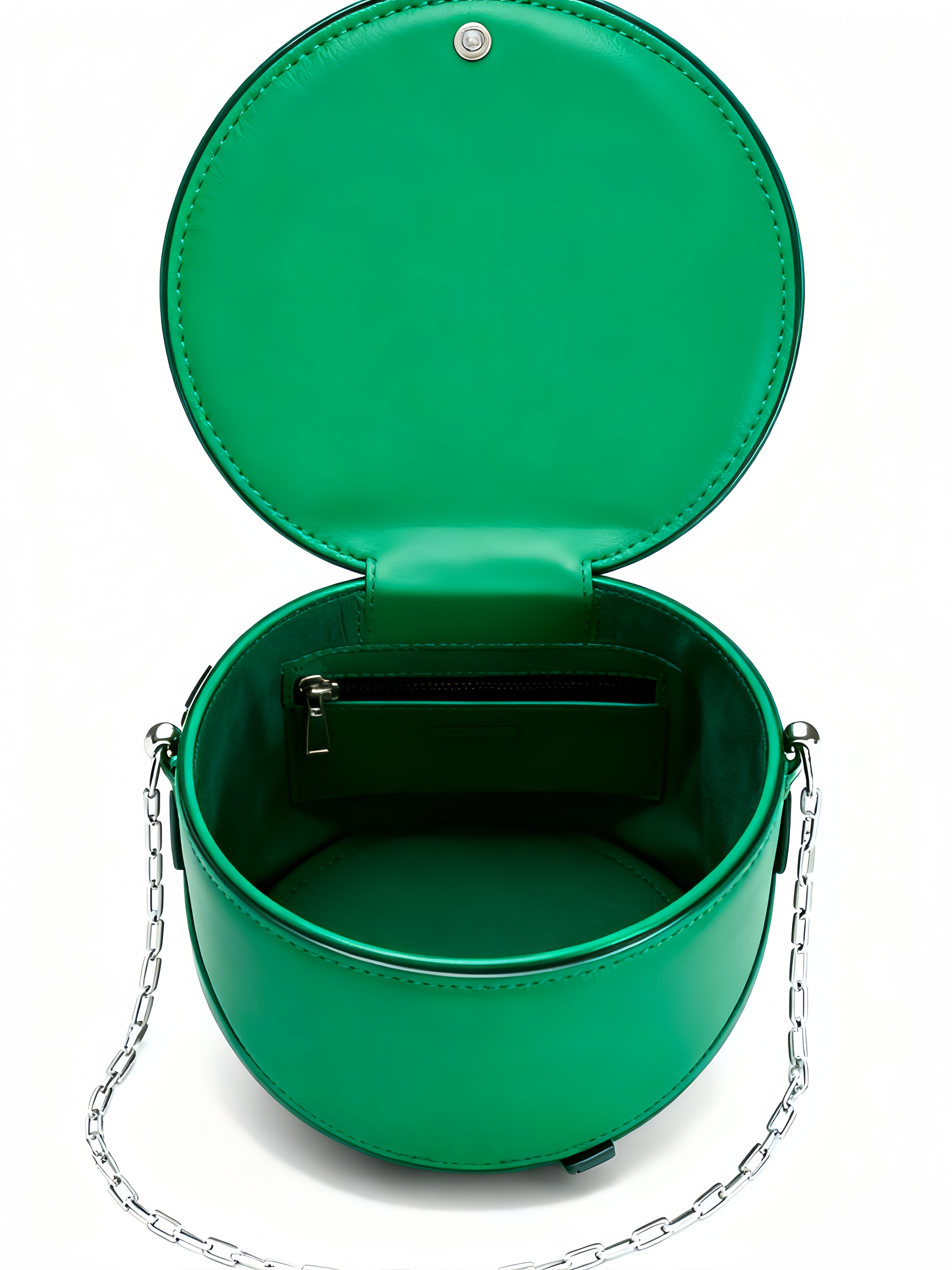 Purselovers Dark Green Minimalist Round Crossbody Bag with Gold Label