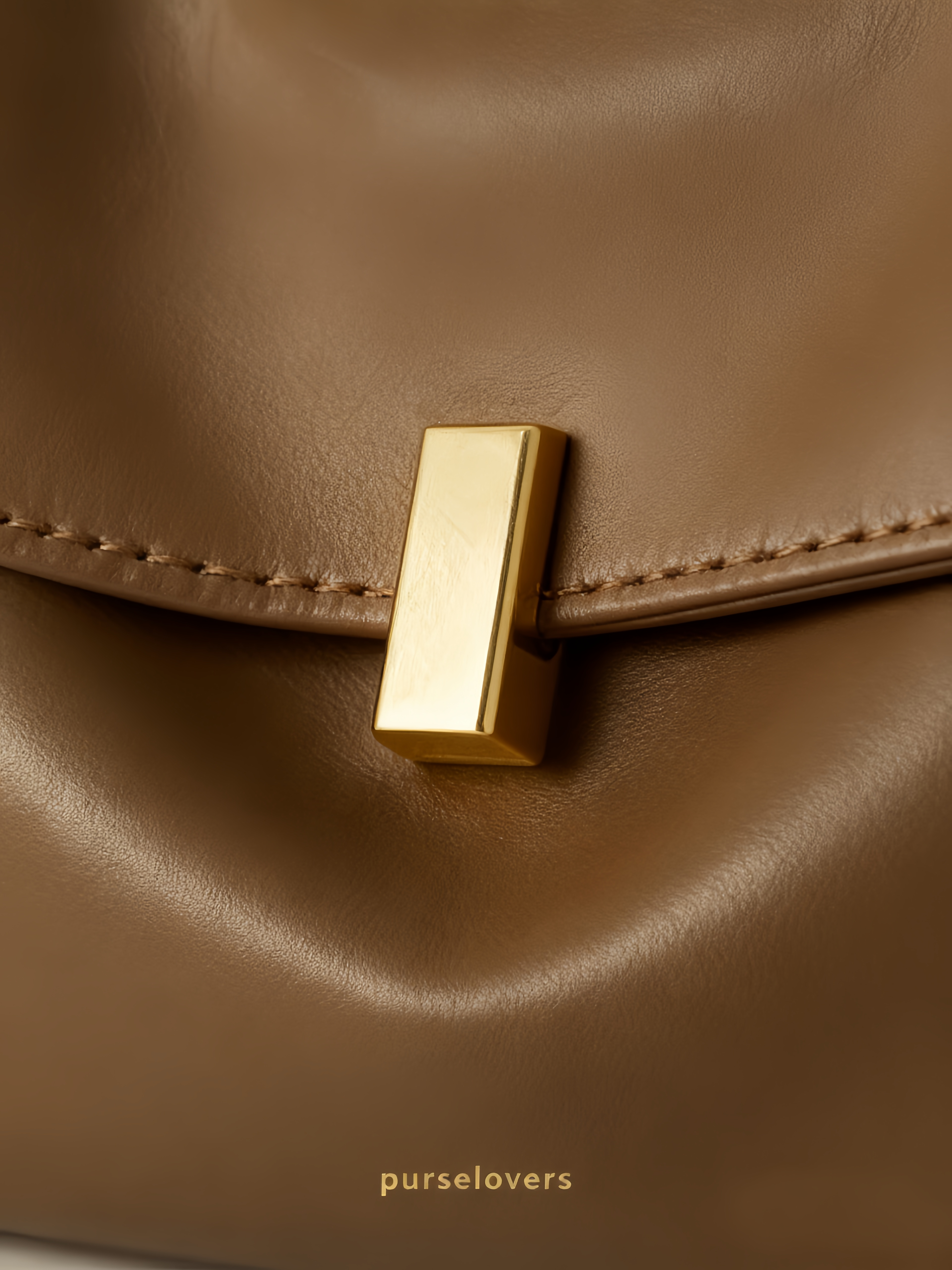 Purselovers Vintage Brown Soft Leather Shoulder Bag with Gold Chain