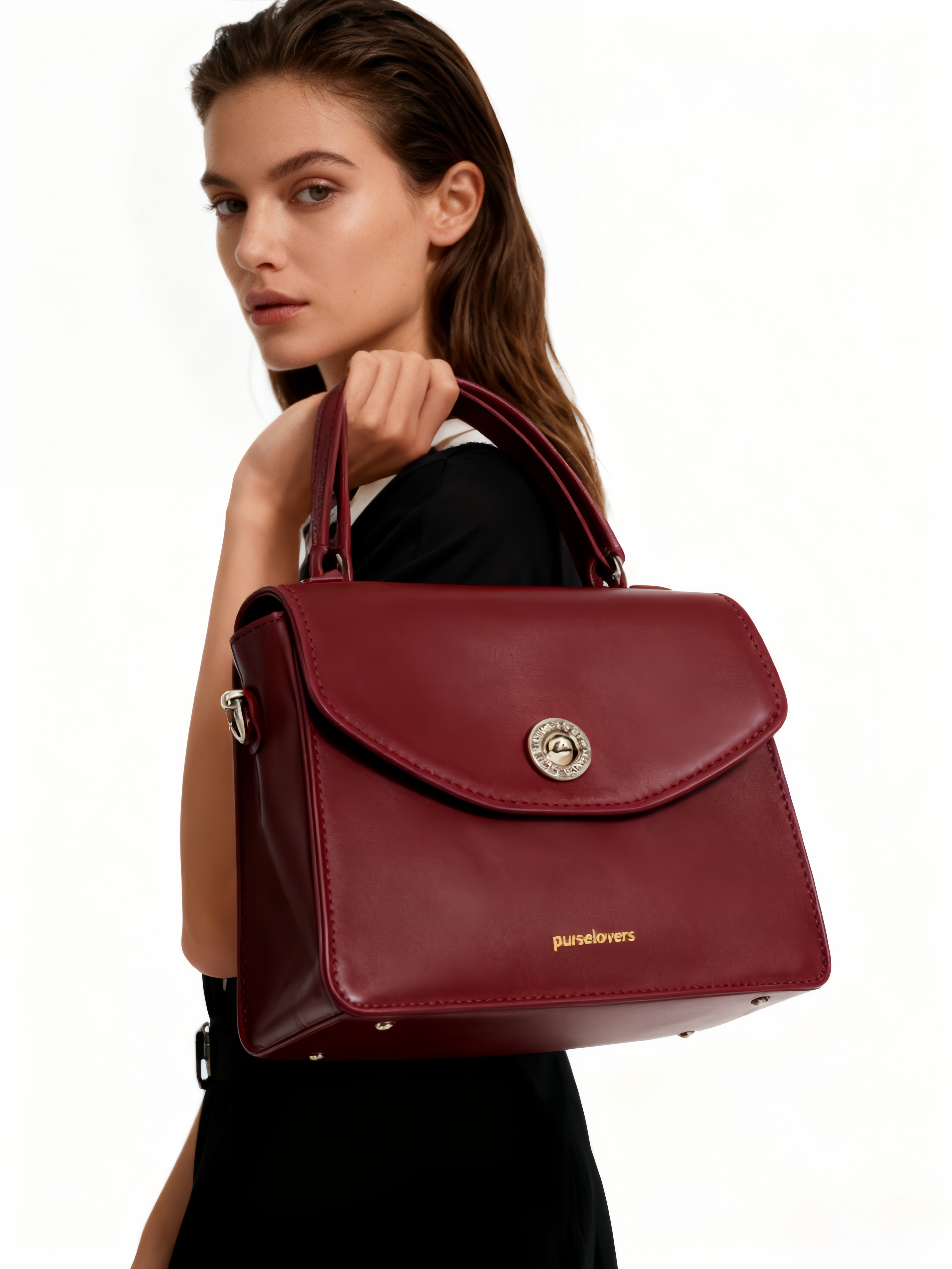 Purselovers Burgundy Vintage Gold Label Handbag
