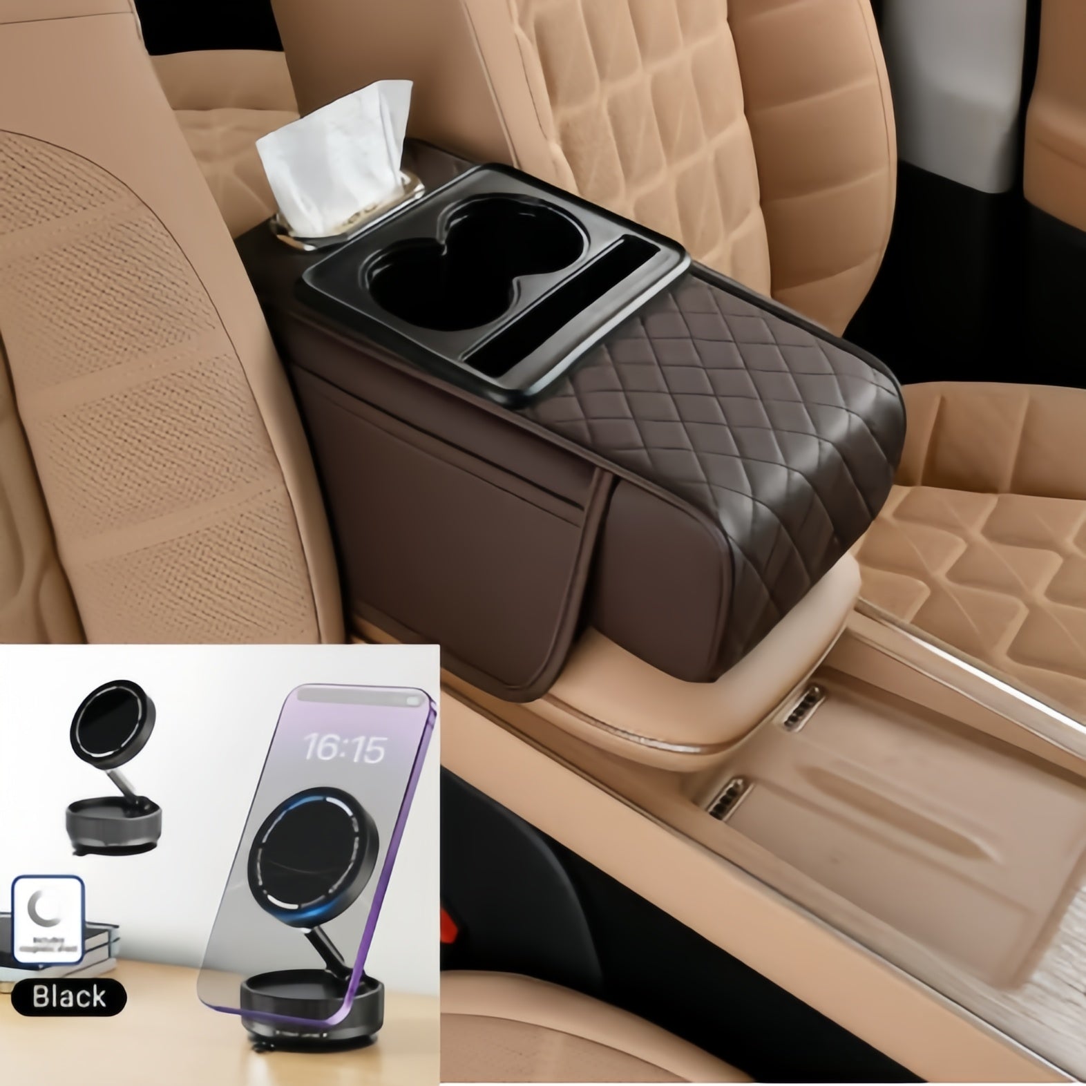 🔥Multifunctional PU Leather Car Armrest Box Mat 😍