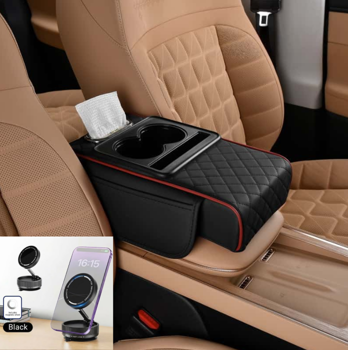 🔥Multifunctional PU Leather Car Armrest Box Mat 😍