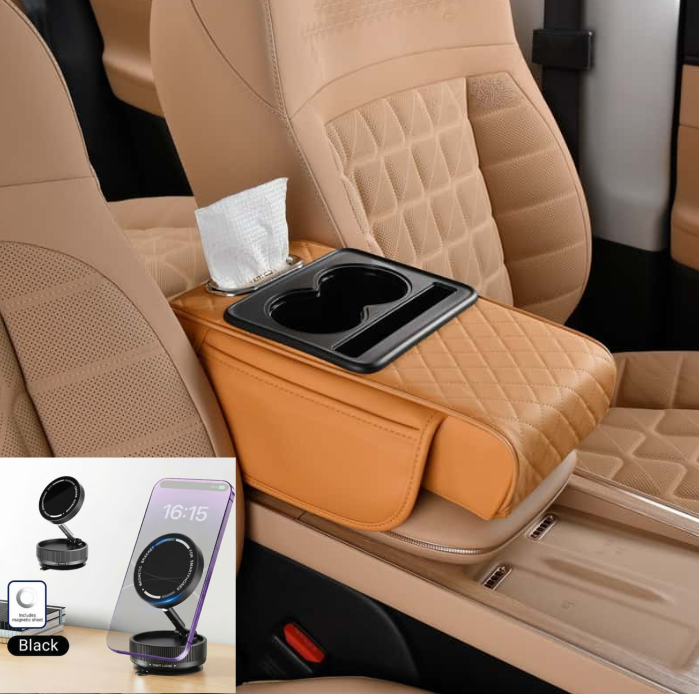 🔥Multifunctional PU Leather Car Armrest Box Mat 😍
