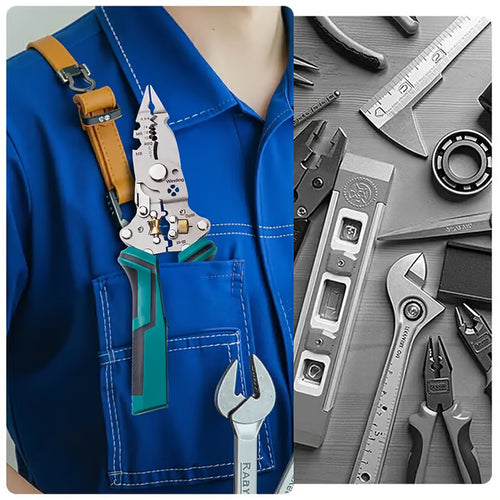 16-in-1 Wire Stripper & Twister with Cable Cutter, Voltage Tester, AC/DC Hot/Null Detection, LED & Audible Alarms