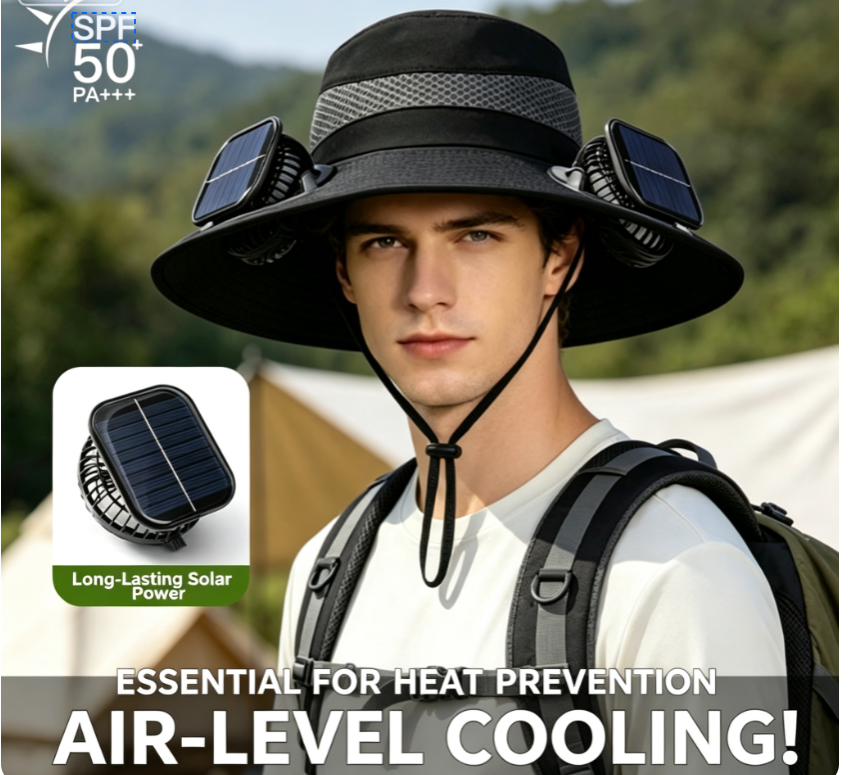 Cross-Border Solar Fan Hat With Long Battery Life Lithium Battery Men'S Outdoor Fishing Hat With Fan Sun Protection Fisherman Hat