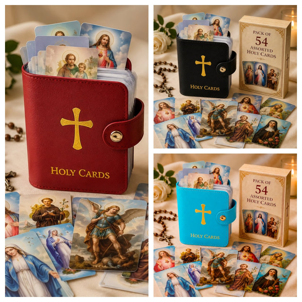 ✝️ Catholic Holy Card Holder – Pocket Prayer Card Organizer with Snap Closure