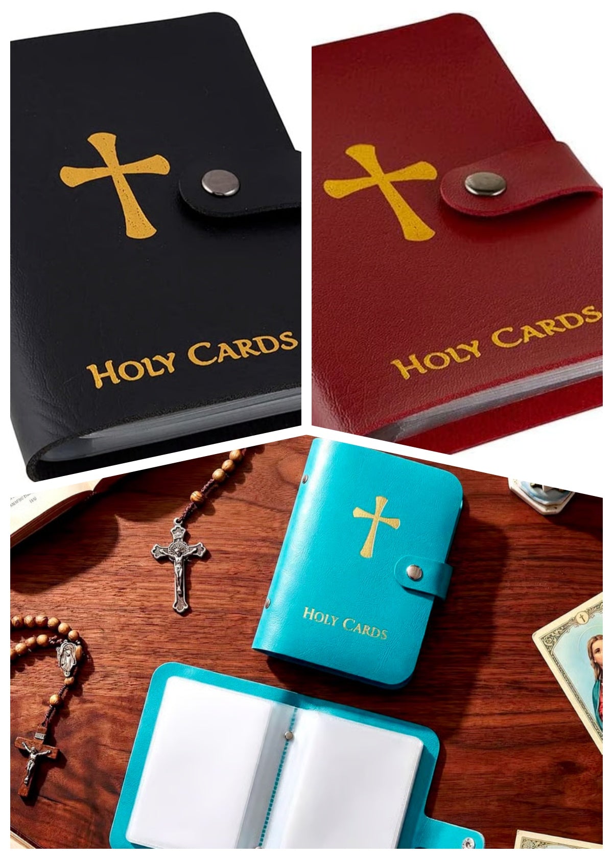 ✝️ Catholic Holy Card Holder – Pocket Prayer Card Organizer with Snap Closure