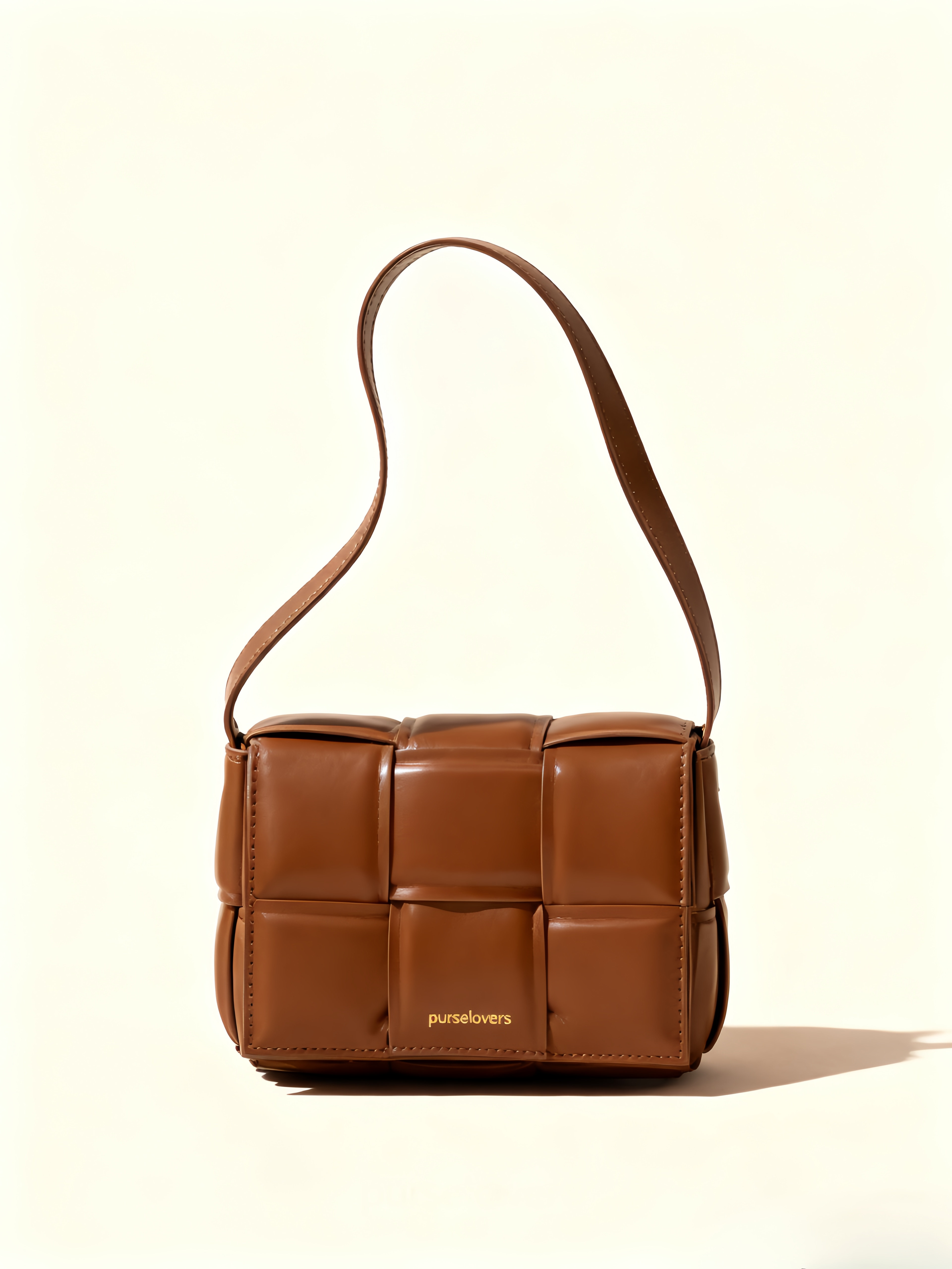 Purselovers Caramel-colored woven square crossbody bag