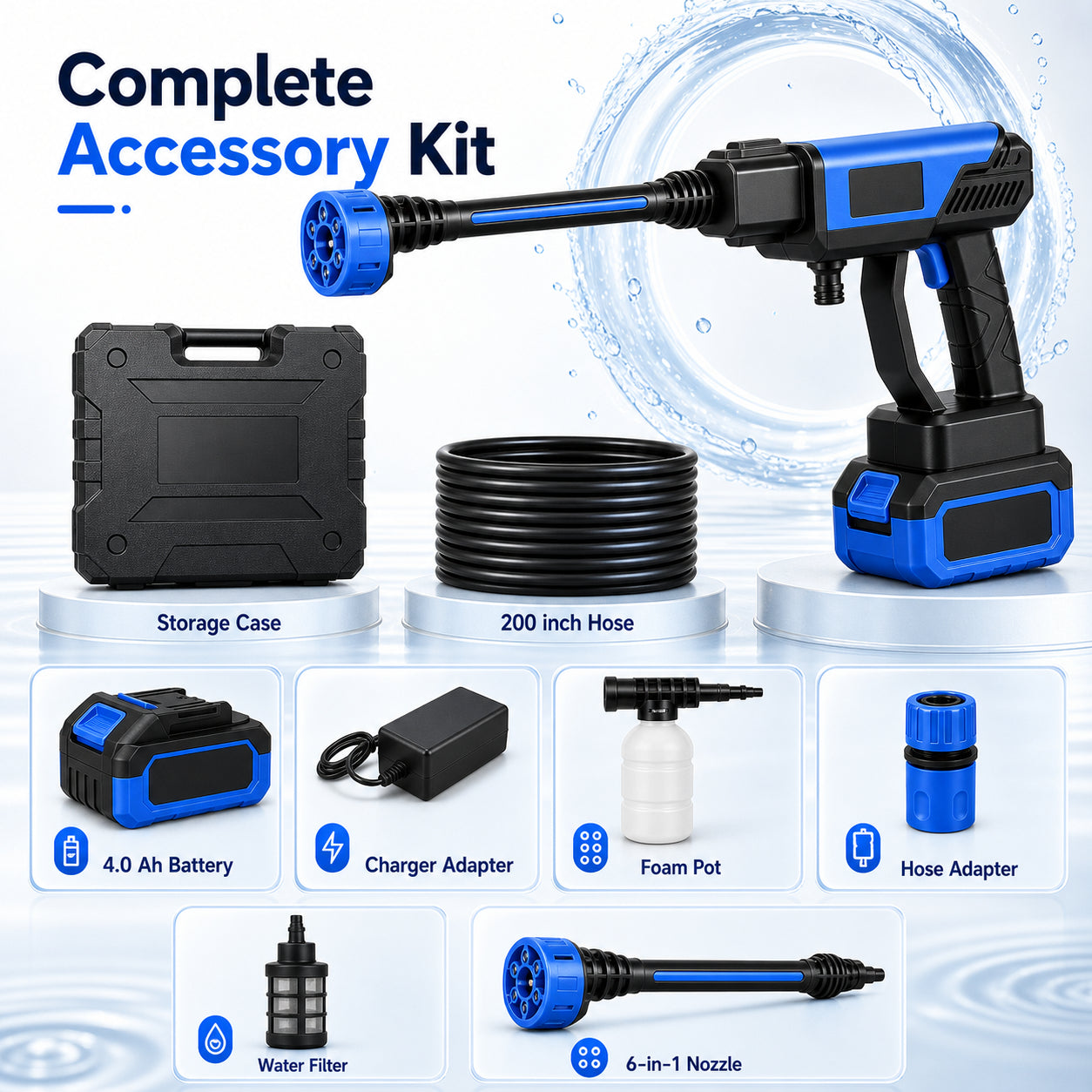 Cordless Pressure Washer-1000PSl-Water Pressure