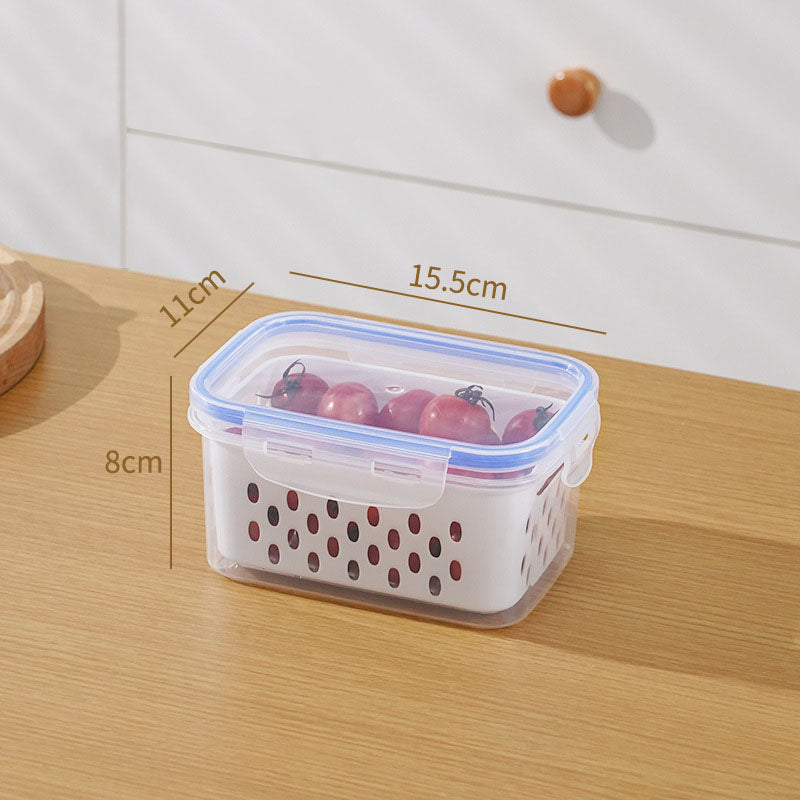 💖Household transparent plastic food storage box-Including drain basket💧