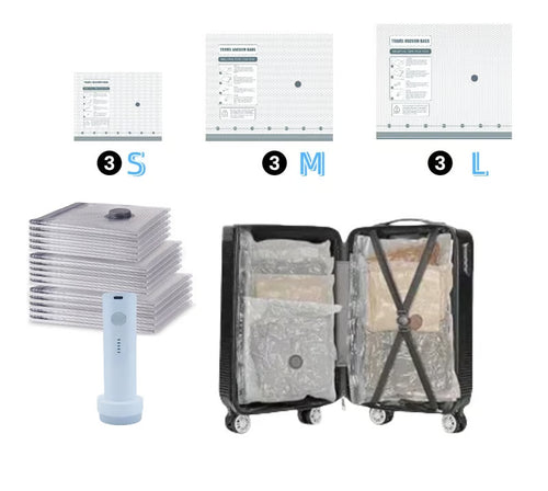 Cordless Travel Vacuum Storage Compression Bag Set