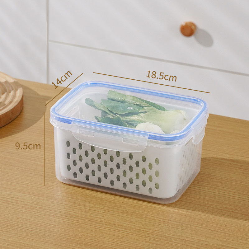 💖Household transparent plastic food storage box-Including drain basket💧