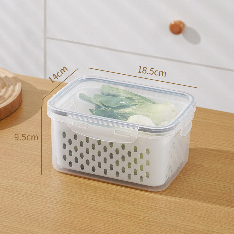 💖Household transparent plastic food storage box-Including drain basket💧