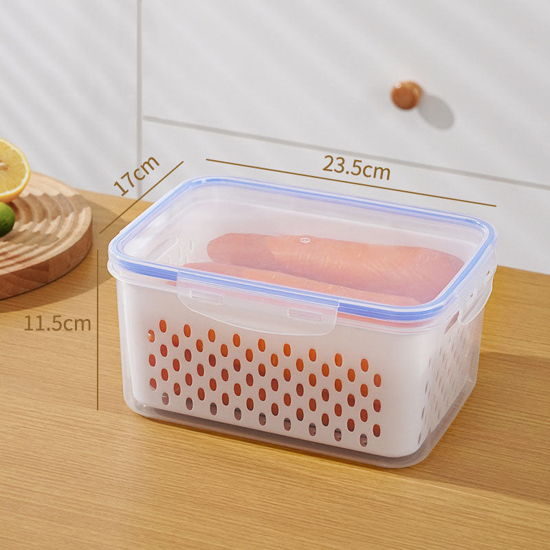 💖Household transparent plastic food storage box-Including drain basket💧
