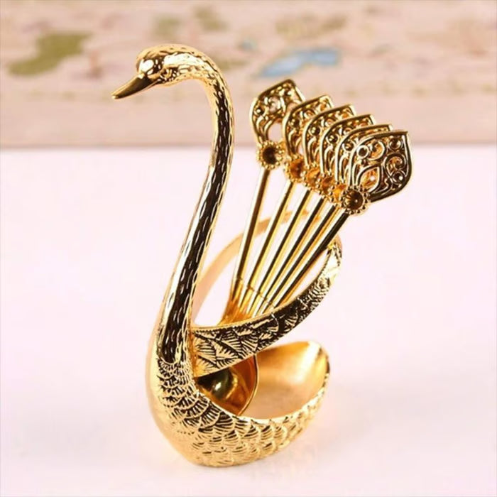 🎁Creative swan design coffee stirring spoon set (6 spoons)✈️