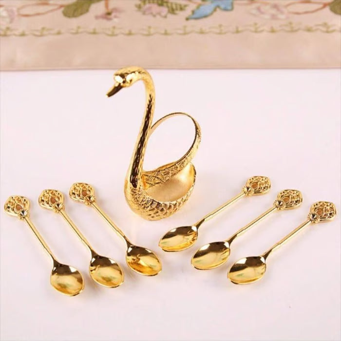 🎁Creative swan design coffee stirring spoon set (6 spoons)✈️