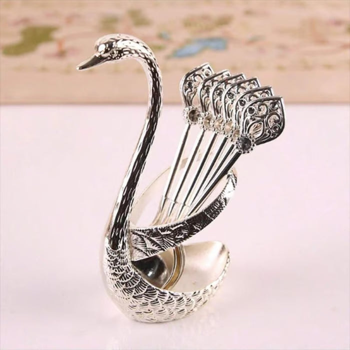 🎁Creative swan design coffee stirring spoon set (6 spoons)✈️