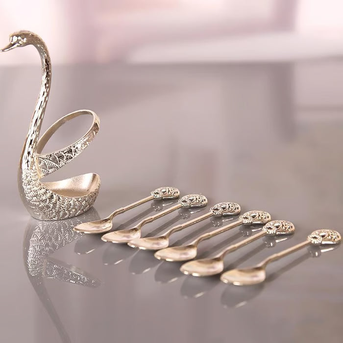 🎁Creative swan design coffee stirring spoon set (6 spoons)✈️