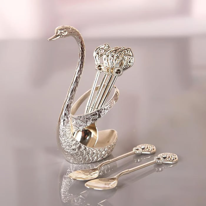 🎁Creative swan design coffee stirring spoon set (6 spoons)✈️