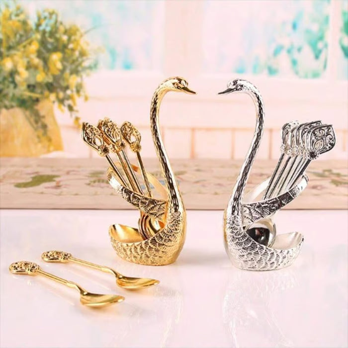 🎁Creative swan design coffee stirring spoon set (6 spoons)✈️