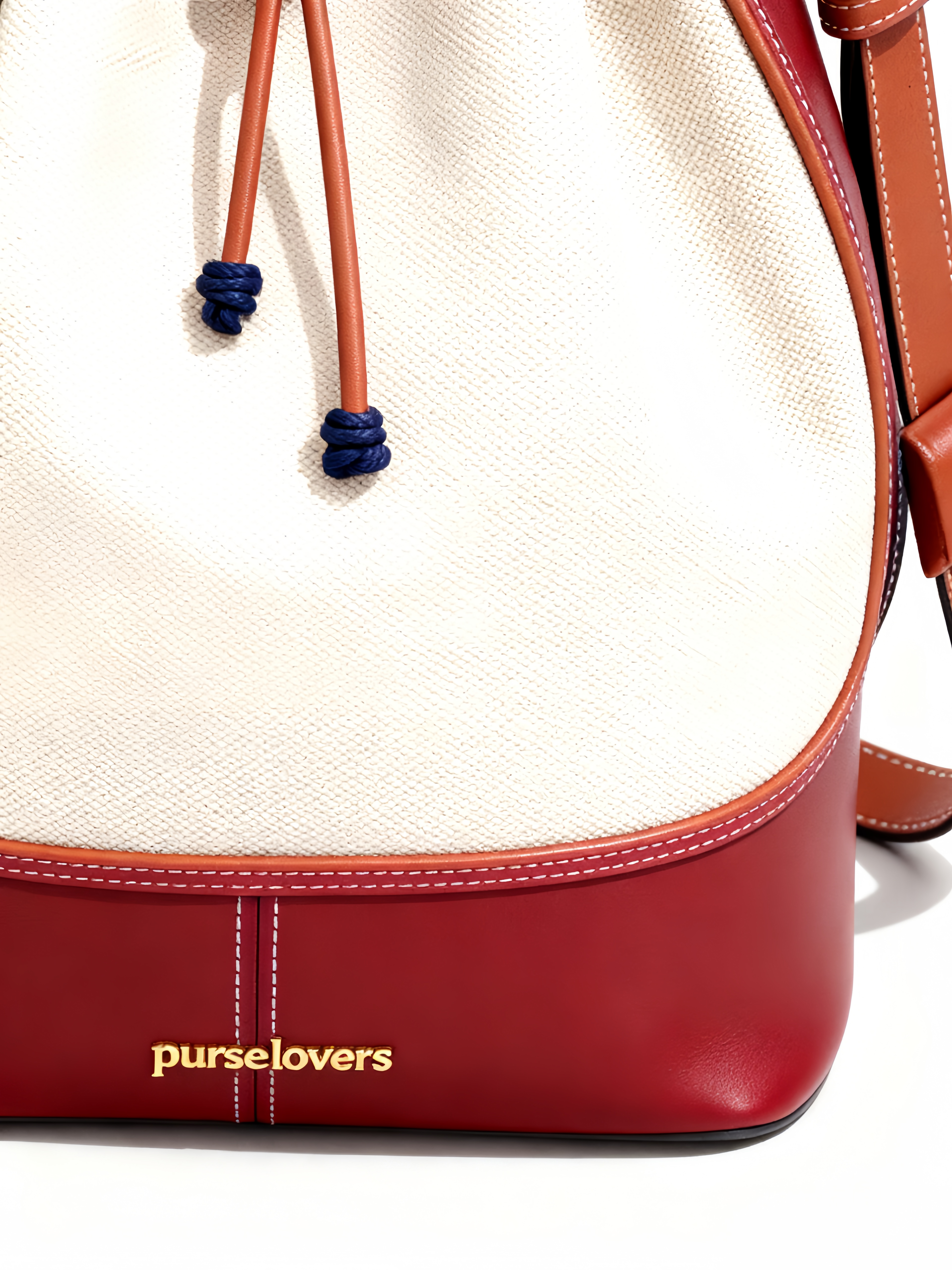 Purselovers Caramel Red-Brown Color-Blocked Canvas Bucket Bag