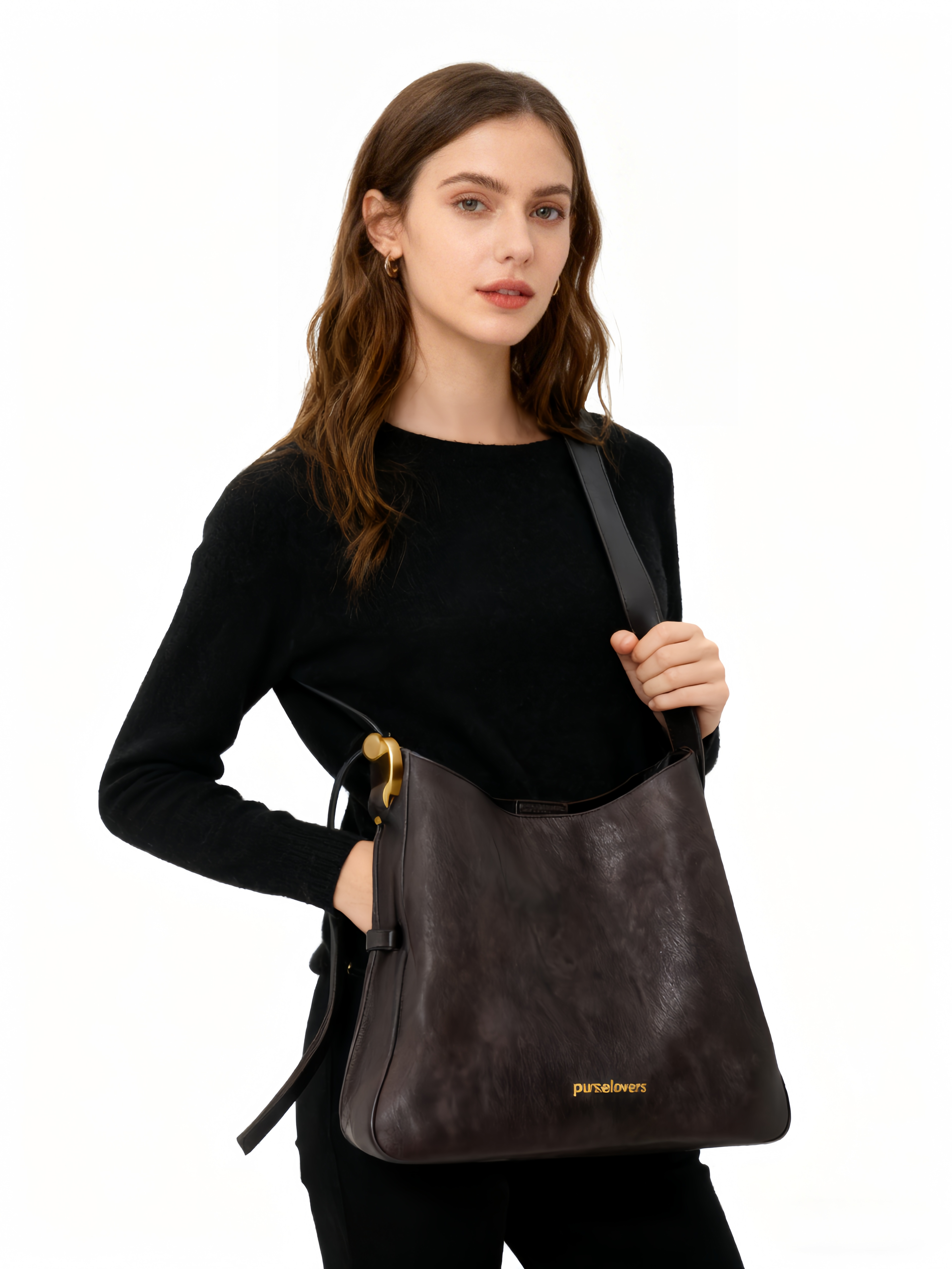 Purselovers Dark Grey Gold Label Lazy Crossbody Bag