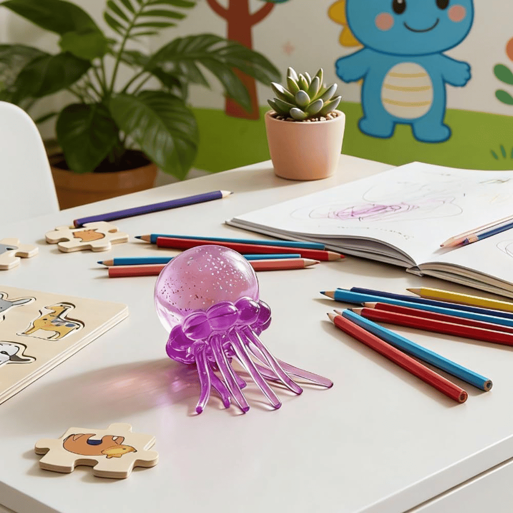 ✨ Cute Glitter Jellyfish Squishy, Easter Basket Stuffer for Kids