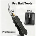 Black Anti-Slip Grip Gear Lock Nail Clipper Set with Ultra-Sharp Tips for Precise Access to Nail Grooves