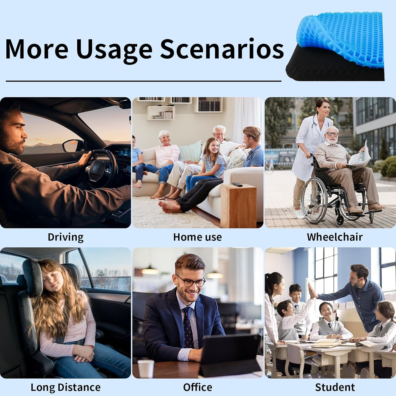 💺 Silicone Gel Seat Cushion for Prolonged Sitting