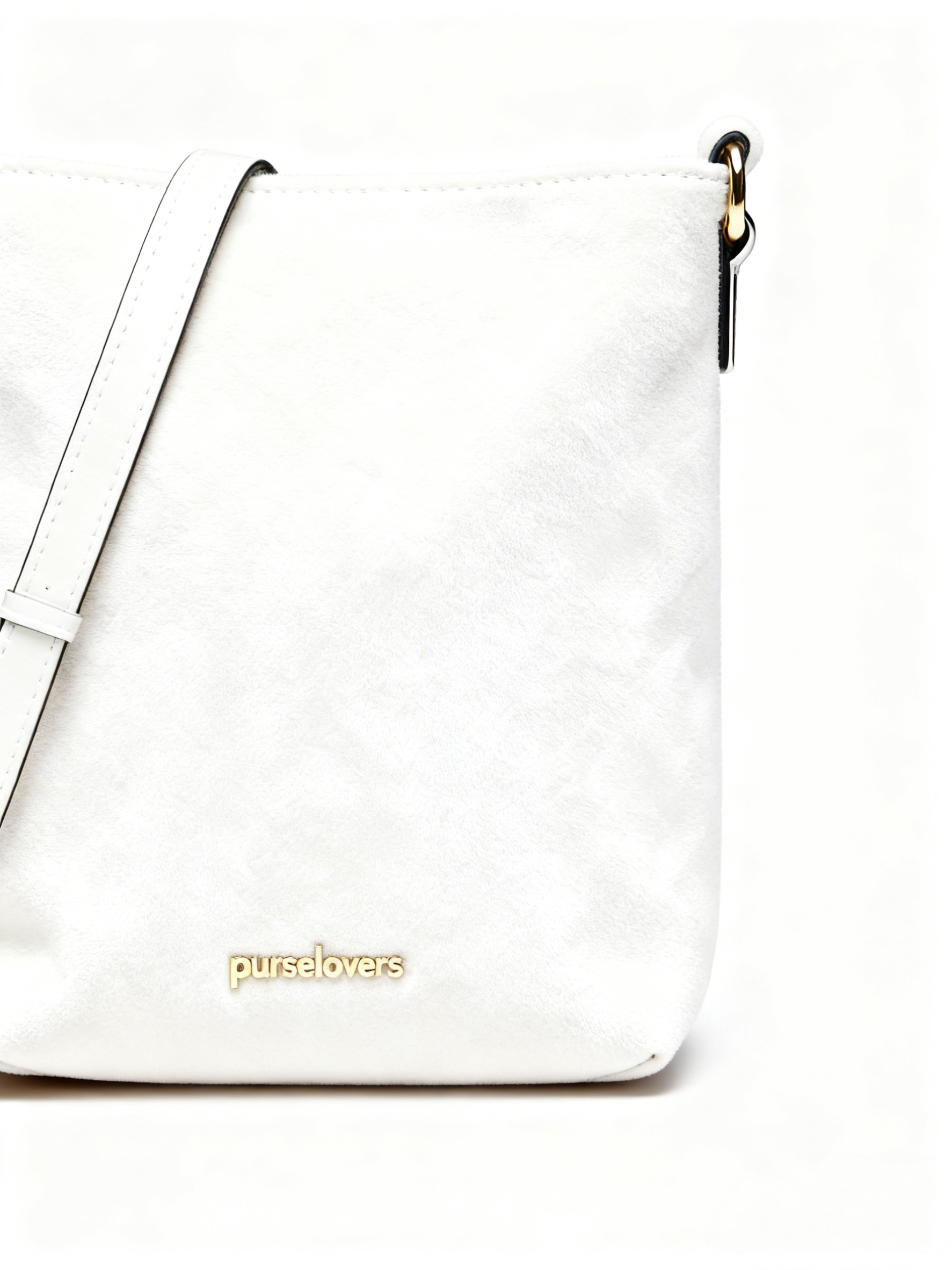 Purselovers Charm White Suede Crossbody Bag