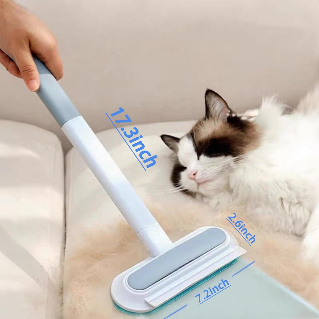 Pet Hair Remover for Furniture & Couch – 17.3 Inch Reusable Dog & Cat Hair Brush, Washable Lint Cleaner for Carpet, Clothes & Bedding, 4-in-1 Multifunctional Fur Removal Tool with Long Handle