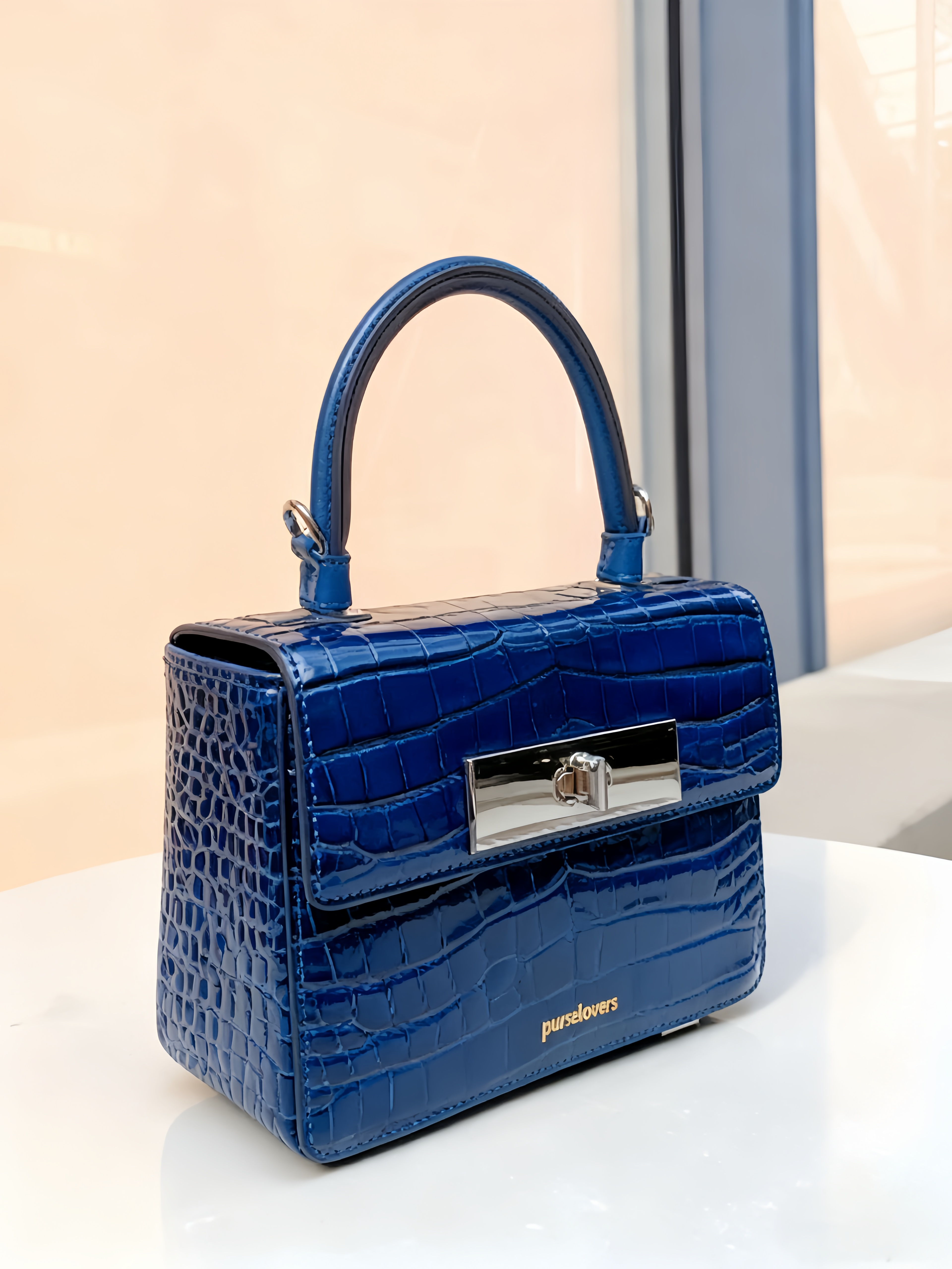 Purselovers Serene Blue Crocodile Pattern Commuter Bag