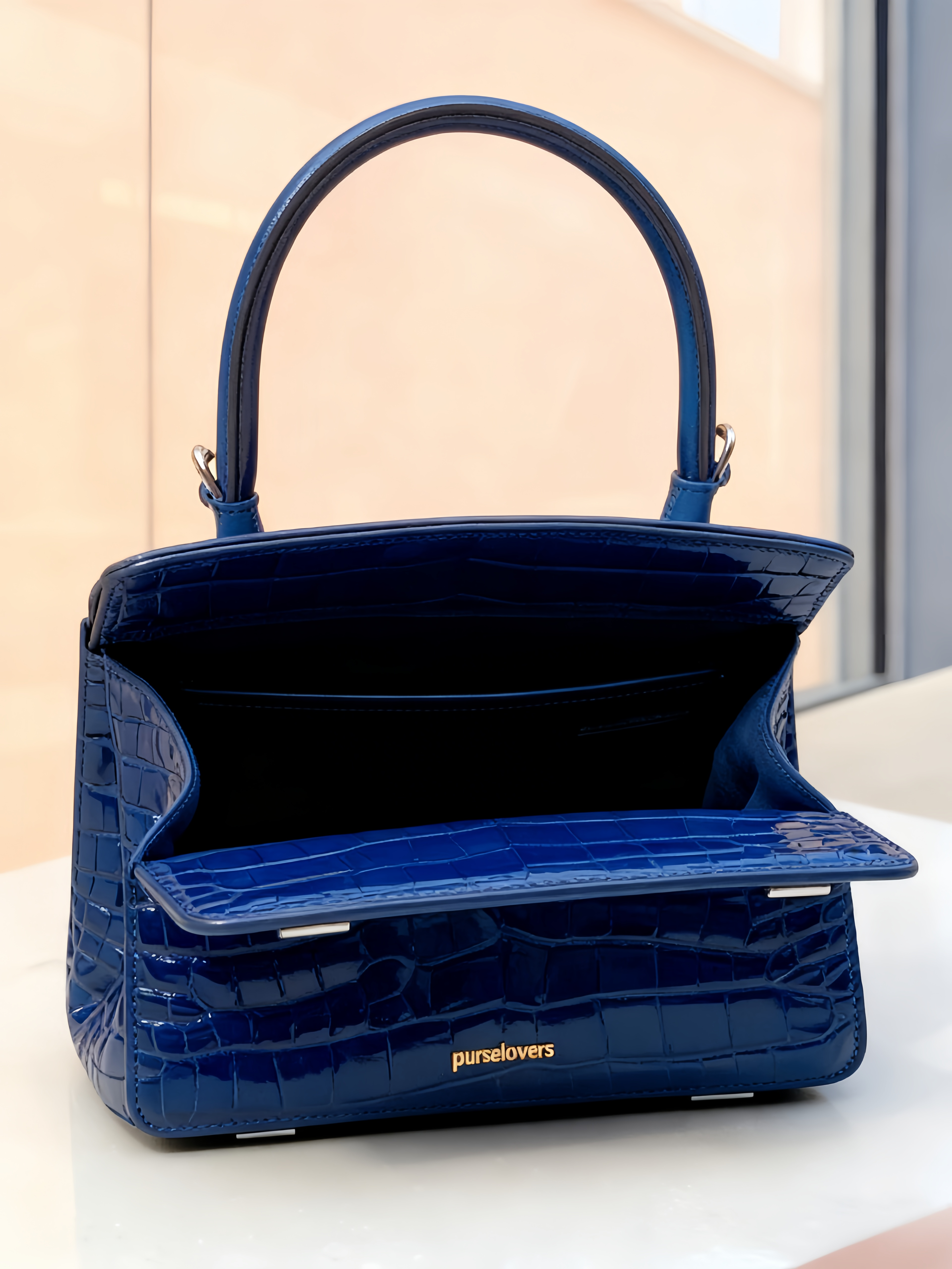 Purselovers Serene Blue Crocodile Pattern Commuter Bag