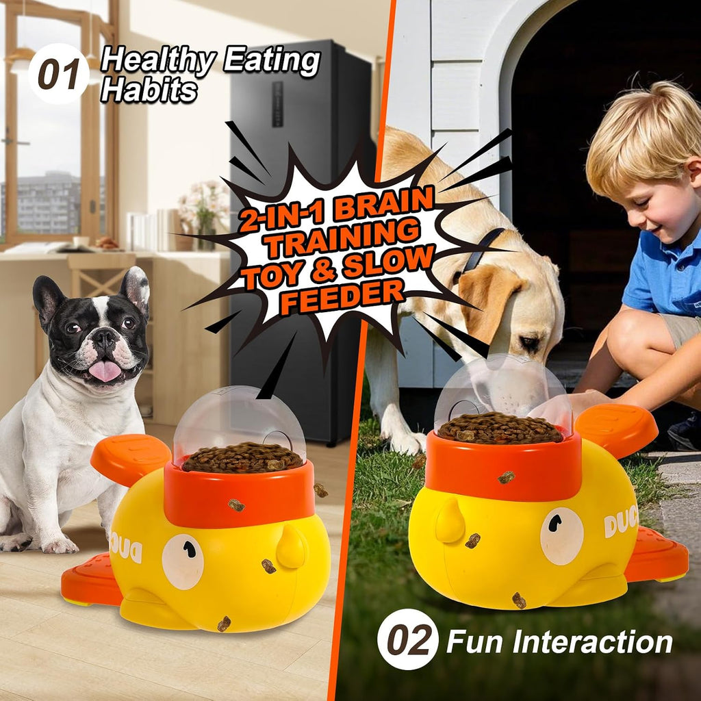 Interactive Dog Toys Food Puzzle Slow Feeder, Cat Treat Dispenser Toy Duck-Shaped Enrichment Toy for Small Medium Dogs and Cats, IQ Training and Exercise Small Animal Bowls