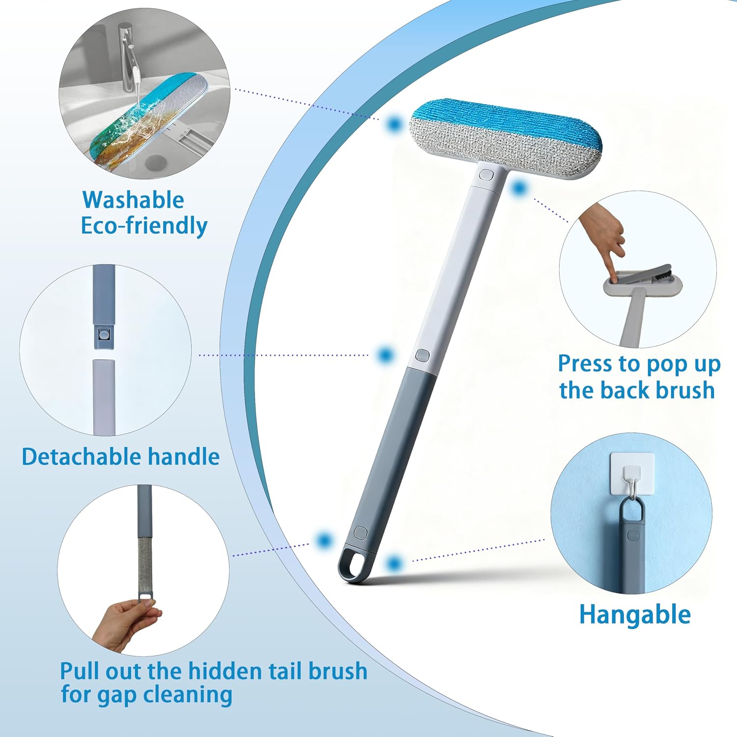 Pet Hair Remover for Furniture & Couch – 17.3 Inch Reusable Dog & Cat Hair Brush, Washable Lint Cleaner for Carpet, Clothes & Bedding, 4-in-1 Multifunctional Fur Removal Tool with Long Handle