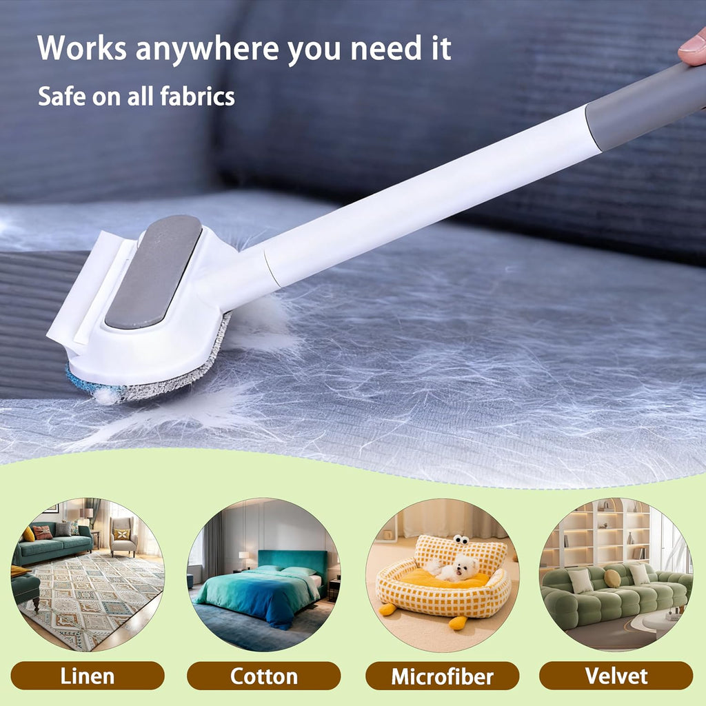 Pet Hair Remover for Furniture & Couch – 17.3 Inch Reusable Dog & Cat Hair Brush, Washable Lint Cleaner for Carpet, Clothes & Bedding, 4-in-1 Multifunctional Fur Removal Tool with Long Handle