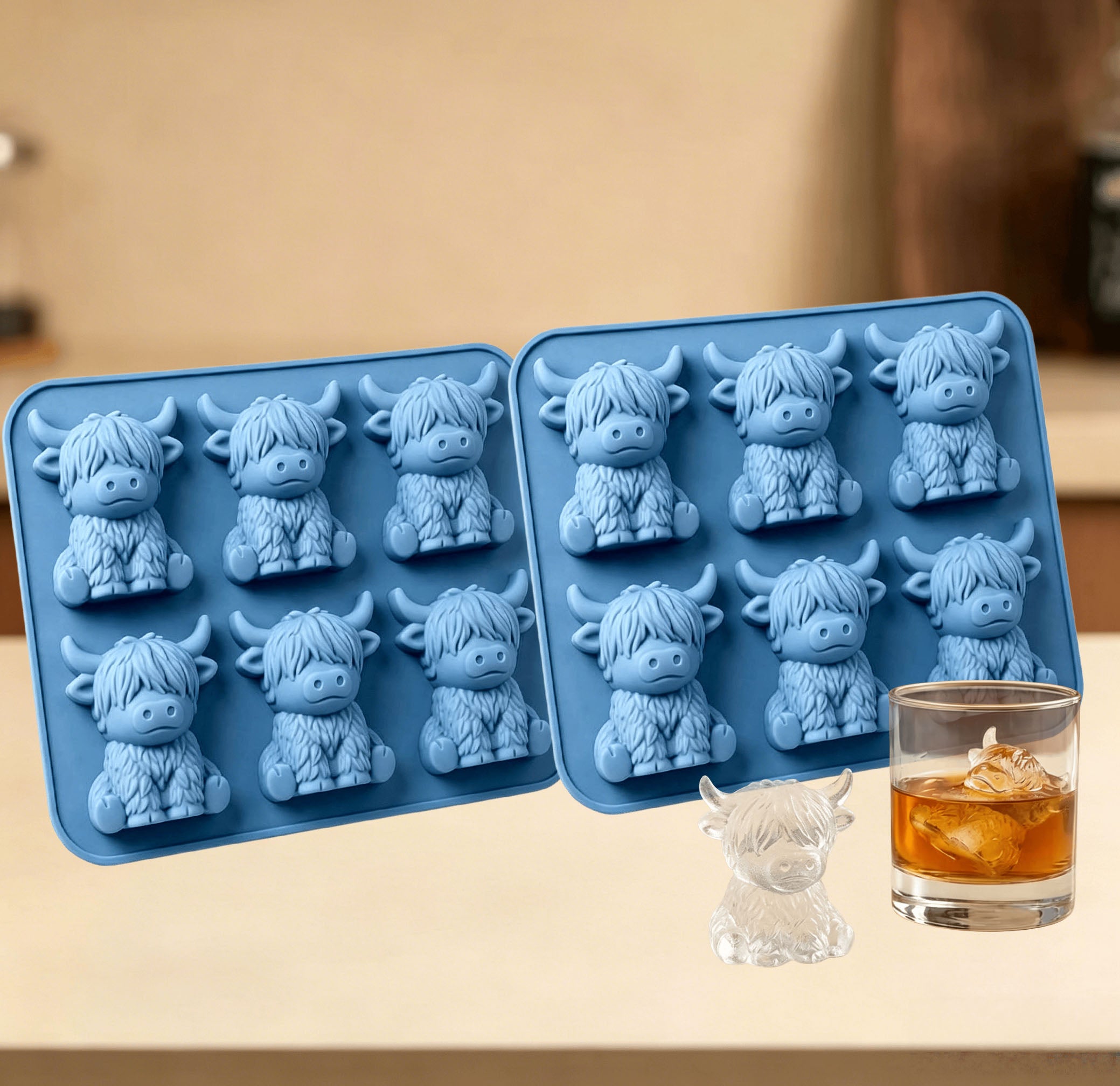 ✨Buy 1 Get 1 Free✨ Highland Cow Ice Cube Mold - Adorable 3D Silicone Tray for Drinks & Parties