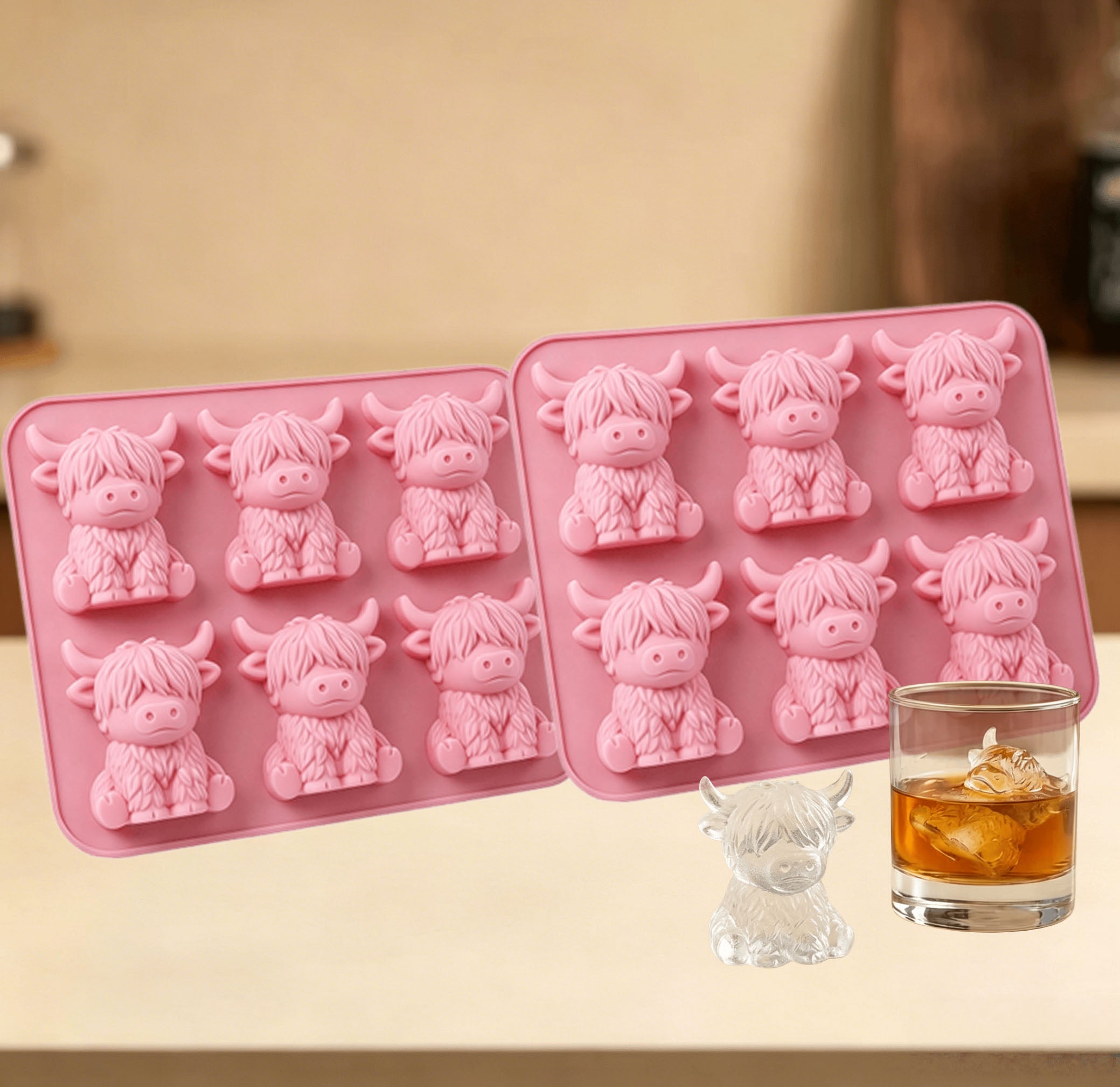 ✨Buy 1 Get 1 Free✨ Highland Cow Ice Cube Mold - Adorable 3D Silicone Tray for Drinks & Parties