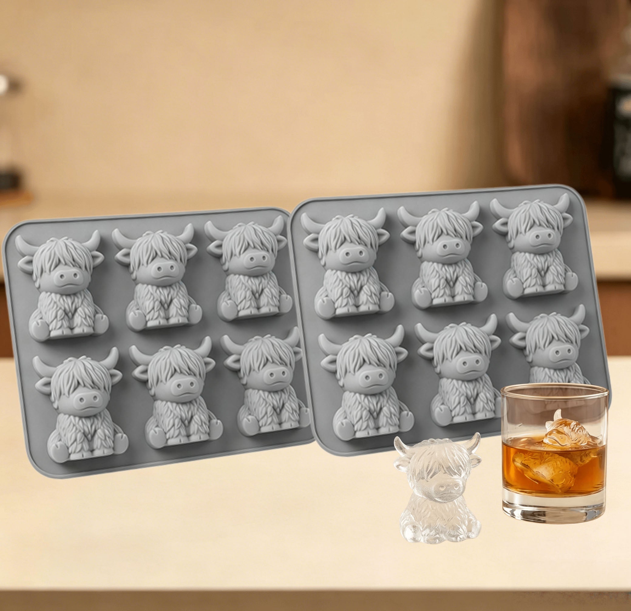 ✨Buy 1 Get 1 Free✨ Highland Cow Ice Cube Mold - Adorable 3D Silicone Tray for Drinks & Parties