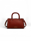 Purselovers Burgundy Studded Handbag with Gold Logo