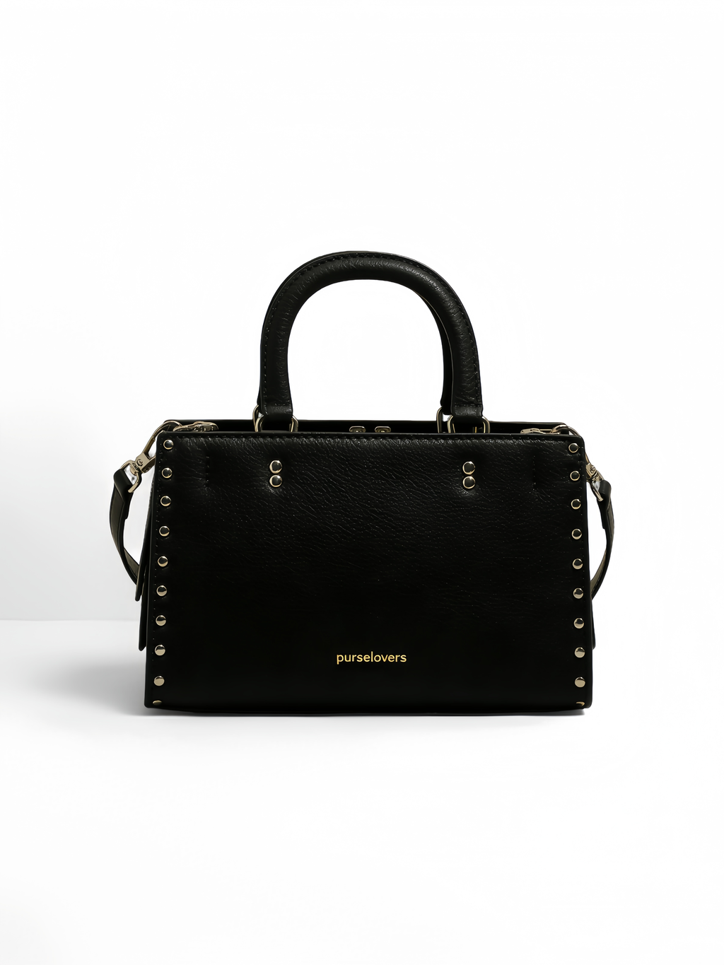 Purselovers Classic Black Studded Gold Label Handbag