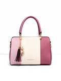 Purselovers Pink and White Color-Blocked Tassel Handbag