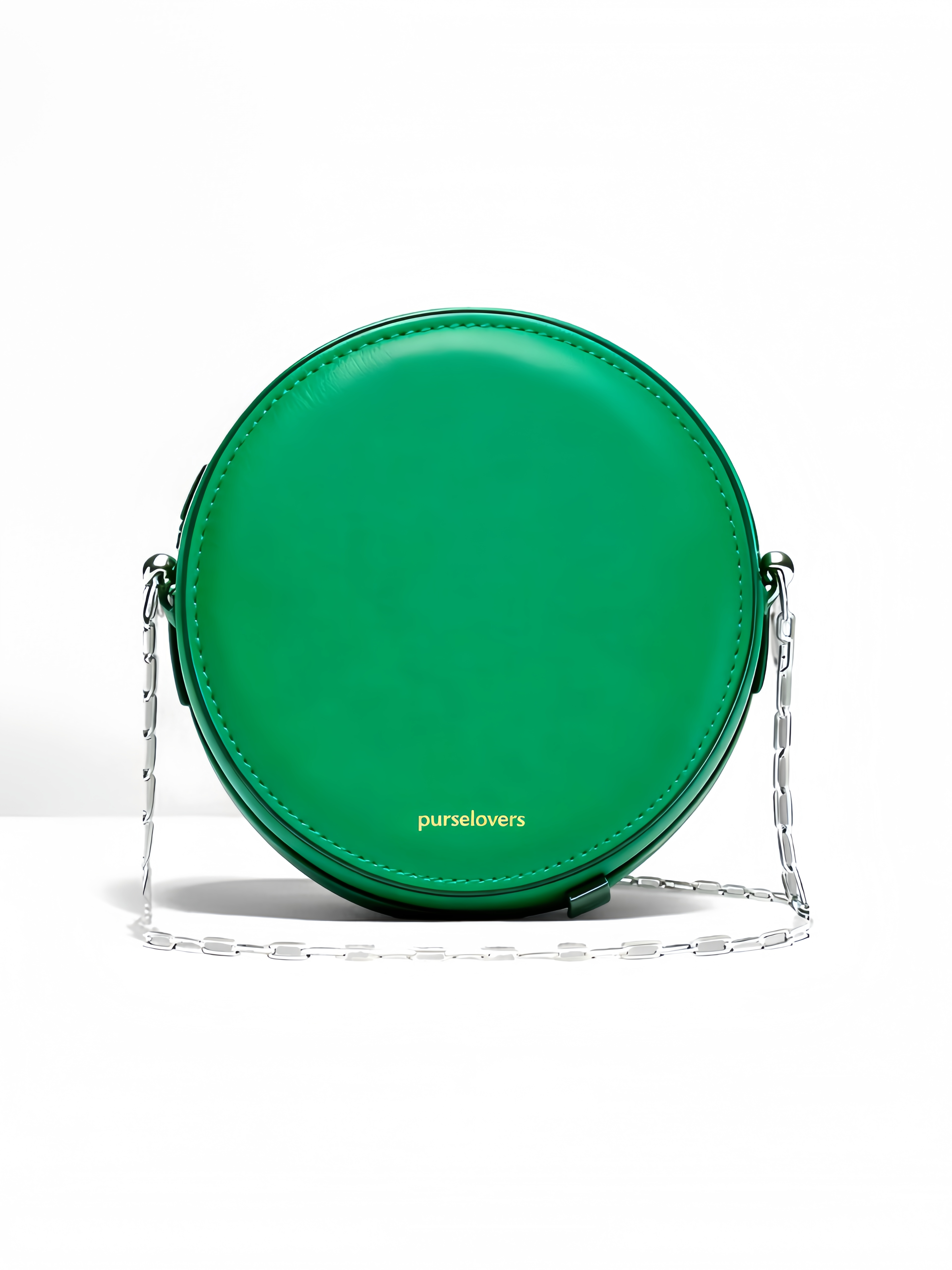 Purselovers Dark Green Minimalist Round Crossbody Bag with Gold Label