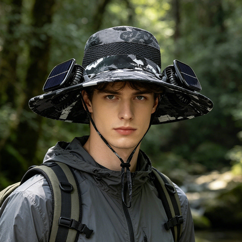 Cross-Border Solar Fan Hat With Long Battery Life Lithium Battery Men'S Outdoor Fishing Hat With Fan Sun Protection Fisherman Hat